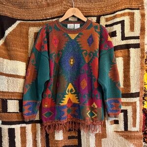 SALE 🦃 Retro 90’s Aztec Western Multicolor Geometric Sweater